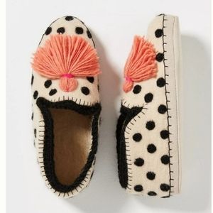 Anthropologie Dottie Tassled Wool Slippers